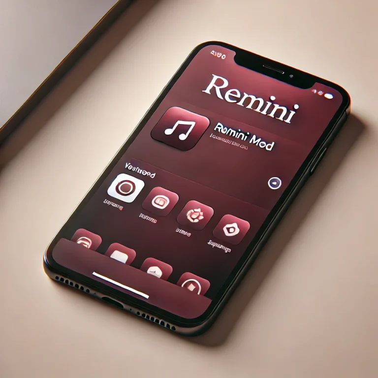 A realistic iPhone screen displaying a generic photo editing app interface with a maroon color scheme, set against a neutral background. The image focuses on the use of photo editing software on an iOS device.